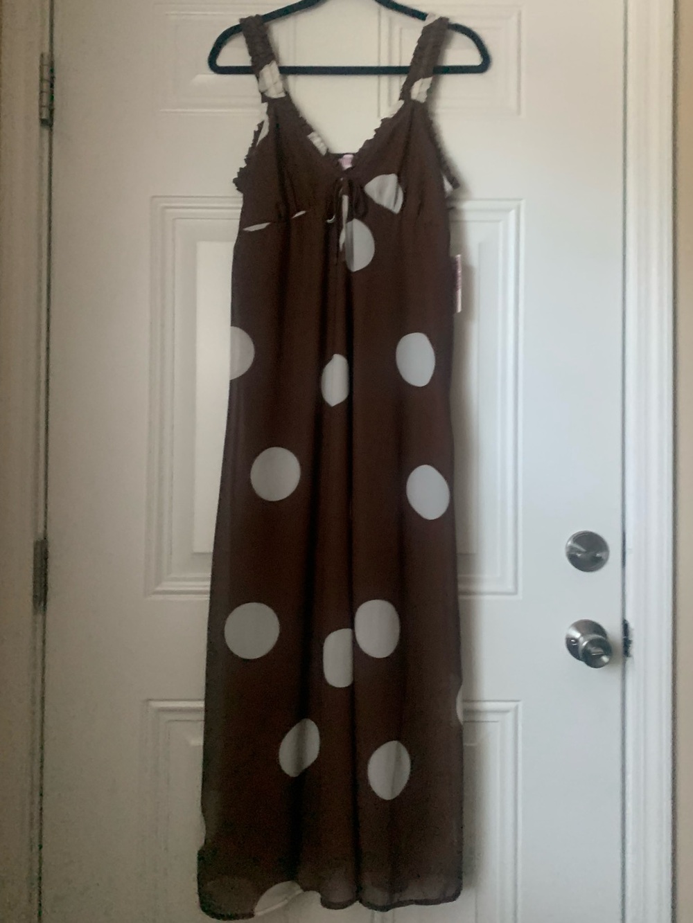 NWT “mimi” Brown & White Polka Dot Maxi Dress Size L